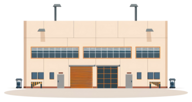 A sticker of a building with a garage door png