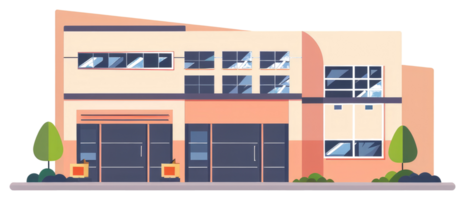 A sticker of a building with windows and trees png