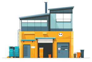 A sticker of a building with a garage door png