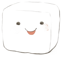 An illustrated square character with a happy smiling expression png