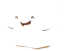 A happy smiling cube with drawn facial features on a white background png