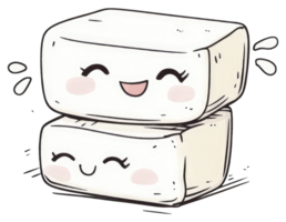 Two smiling stacked blocks of a cartoon illustration image png