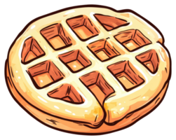 A delicious golden brown waffle with a square grid pattern png