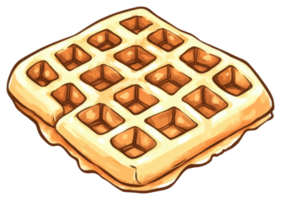 A square freshly cooked waffle with many square shaped pockets png