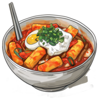 A bowl of food with eggs and chopsticks illustration png