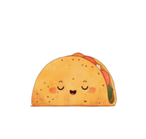 An adorable cartoon taco smiling happily with some fillings inside png