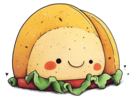 A smiling cartoon taco character with red and green accents png