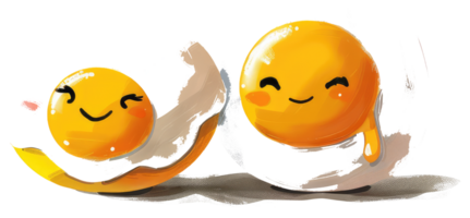 Two cheerful eggs with happy faces displayed in a cartoon style png