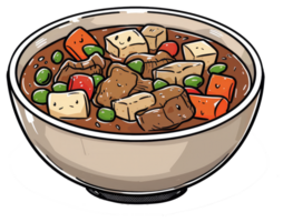 A Colorful Illustration of a Bowl of Delicious Stew png