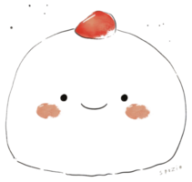 An adorable round character with blush and a small red accent png