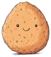 A cartoon illustration featuring a smiling and friendly round food object png