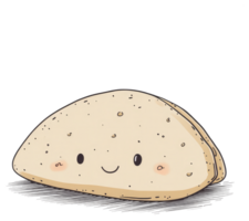 A cartoon drawing of a smiling piece of flatbread png