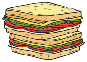 A cartoon illustration showing a stacked sandwich with multiple layers png