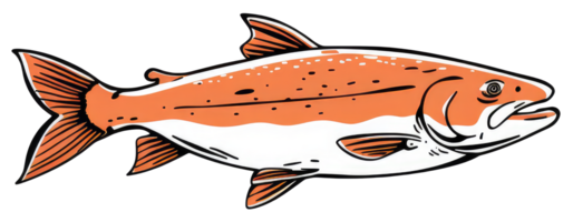 A detailed artistic illustration of a salmon fish swimming gracefully png