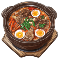 A delicious stew with vegetables and boiled eggs in a pot png