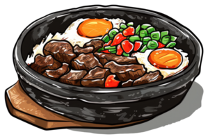 A stylized depiction of a bowl of food with toppings png