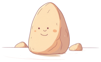 An adorable animated rock character with a friendly smiling face png