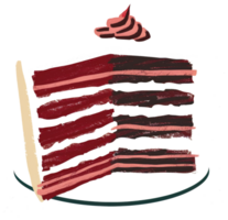 A delicious slice of cake with layers and frosting details png