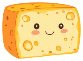 A smiling block of cheese with a cheerful face smiling png