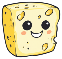 A Smiling Cartoon Cheese Block with Big Eyes and Cheeks png
