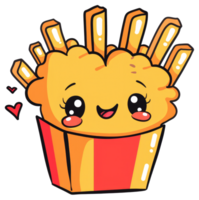 An Animated Cartoon Depiction of Happy French Fries in a Container png