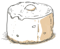A delicious illustrated cake with a hole and frosting on top png