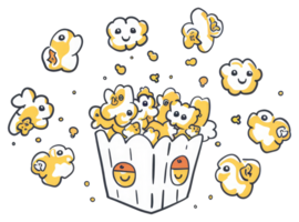 Cartoon depiction of a container filled with popcorn kernels png