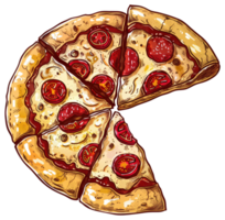 A delicious pizza sliced into multiple portions for easy serving png