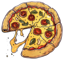 A delicious pizza slice with melted cheese and tomato slices png