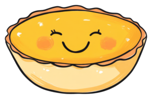 A smiling cartoon tart with happy expressive facial features png