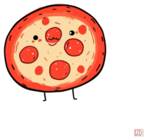 A Friendly Animated Pizza Slice With Pepperoni And Smiling Face png