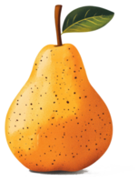 A single ripe pear with a green leaf and stem png