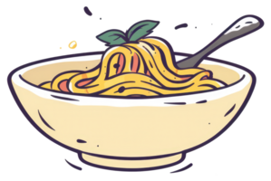 A bowl of pasta is being served with a spoon png