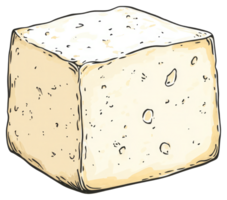 A block of white cheese with some holes in it png