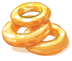 Three golden ring shaped objects stacked on each other png