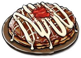 A stack of pancakes covered with white and red toppings png