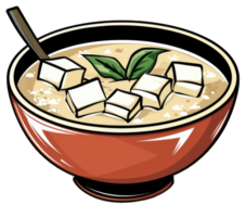 A Bowl Of Delicious Soup With Tofu and Herbs Inside png