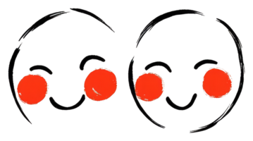 Two smiling faces with red cheeks are depicted in drawing form png