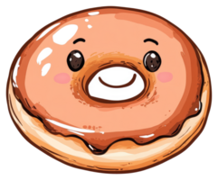 A friendly cartoon donut with a happy expression and smiling face png