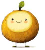 A cute smiling character resembling a fruit with small legs png