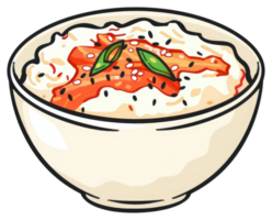 A cartoon image displaying a white bowl of cooked rice png