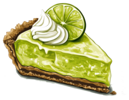 A delicious green lime pie slice with whipped cream topping png