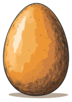 A Single Brown Egg Rendered With Ink Style Shading png