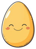 A smiling golden egg character with blush in a cartoon style png