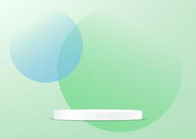 Green background 3d with podium space for selling products on the website. Display of cosmetic products. Stage or podium. Product display background. illustration. vector
