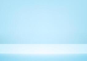 Empty blue studio background. Empty Room Studio with table. Space for selling products, backdrop, wallpaper, background, text. Empty room with light effect. Gradient table. illustration. vector