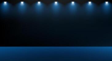 Dark blue studio room background. Empty room with light effect. Space for selling products on the website. illustration. vector