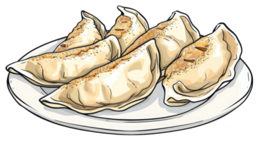 A Plate Containing Several Delicious Dumplings Ready To Eat png