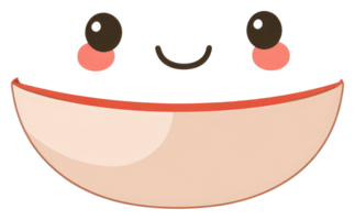 A smiling bowl character with eyes and rosy cheeks is visible png