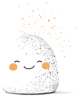 A smiling abstract character with speckled design and particles png
